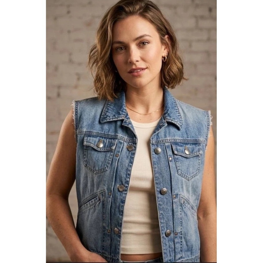 VTG Ralph Lauren Denim Vest  90s Grunge Lauren Jeans Co Cinch Back Trucker Small